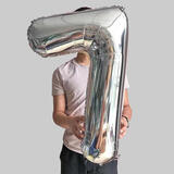 佳茉32寸数字7生日场景布置生日装饰银色气球浪漫生日宴会新年装饰