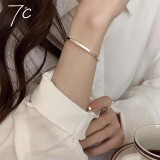 七度（SEVEN DEGREE）银手镯女极简ins银镯子年轻款银手环银饰品送女友老婆节日礼物