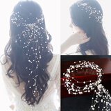 千宝莱新娘韩式仿珍珠头饰皇冠头纱手工串珠超仙森系简约发带婚纱配饰 保色丝制作，柔软有型