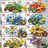 乐高难度幻影忍者人仔小人偶男童拼装玩具生日礼物 透明水晶摩托车8个8人仔