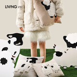 LIVING INC牧场 可爱卡通毛绒抱枕儿童卧室床上靠垫客厅沙发靠枕羊毛简约 萨弗克羊 35x50cm 枕套 枕芯