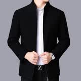 花花公子（PLAYBOY）商务夹克外套男新款服装立领外套男士爸爸装大码干部上衣男装茄克 009黑色 XL