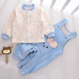 小三月婴儿背带裤两件套男童秋冬季保暖套装女宝宝加绒衣服冬天可外穿 96332-S和96332-K点点兔蓝 90 cm 建议18-23斤