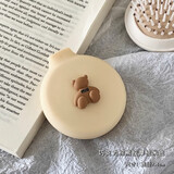 云穗可爱迷你气垫梳随身便携小梳子儿童女孩折叠气囊梳按摩梳镜梳一体 米色小熊