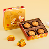 港琪双黄白莲蓉月饼中秋礼品铁盒传统手工广式月饼礼盒装员工月饼点心 金翡翠双黄760g4个装