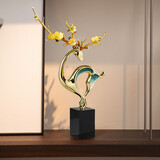 尊奈尔高级艺术摆件轻奢礼物现代客厅大件工艺品装饰品玄关时尚礼物 一鹿领先-小号绿色