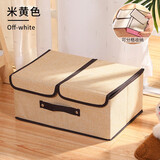 阿敏内衣内裤收纳盒家用衣柜分隔裤子分格箱袋三合一装放袜子收纳神器 大号米黄-棉麻款【50*30*25cm】