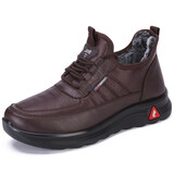 布瑞京男鞋冬季老北京布棉鞋加绒保暖防滑软底中老年爸爸鞋防水雪地鞋子 咖色（系带）-22313 42