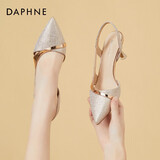 达芙妮包头凉鞋女时尚优雅细跟高跟鞋女性感公主风后空百搭女鞋单鞋女4622303011 香槟色 40 