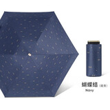 初居德国14厘米防紫外线遮阳伞太阳伞超小拇指伞防晒折叠晴雨两用雨伞 藏青蝴蝶结