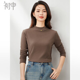 初申 春秋厚长袖T恤女旷野美拉德半高领百搭保暖舒适打底衫S144S3001
