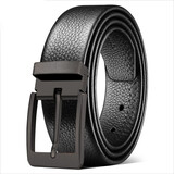 宸劲佰（CHENJINGBAI）皮带男真皮头层牛皮针扣皮带软商务男士腰带整张牛皮加宽百搭黑色 黑色 暗色扣头