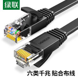 绿联（UGREEN）六类网线 CAT6类千兆八芯双绞扁平跳线8芯 电脑宽带家用工程装修电脑宽带成品监控网线 黑色六类扁线 20米