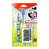 白雪（snowhite） 钢笔小学生练字书法可擦墨囊儿童正姿卡通学习文具可换墨囊 FP06蓝杆/卡 黑