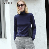 AMIIAmii极简休闲时尚毛针织衫女秋季新款直筒高领显瘦百搭打底衫 墨蓝 160/84A/M