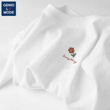 GENIOLAMODE白t恤男女短袖男款夏季衣服宽松纯棉中性风学生简约打底半袖男生 白色(幸运花花胸标) XL (180)