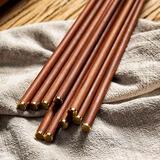 onlycook复古鸡翅木筷子家用高档新款红檀木火锅加长筷一人一筷 红檀木铜头筷 5双