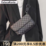 CalaceKonla单肩包男休闲大容量男士斜挎包菱格小包运动手机包迷你胸包潮CK25 黑格款