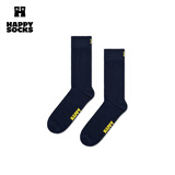 Happy Socks女男士秋冬季款情侣纯色系列黑色穿搭袜子运动袜时尚中筒袜子 黑色黄 1双 M 36-40