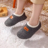 格子熊儿童地板鞋冬季加绒厚宝宝学步鞋防滑软底袜套秋冬棉鞋室内毛毛鞋 灰色加厚泰迪绒 28 -29（内长16.6cm 参考4岁左右)