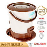 德百分手动脱水机甩干桶免电拉绳式衣物小型宿舍神器学生自驾游水桶小型干衣机速干脱水机 卡其色