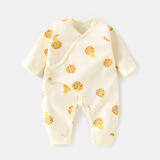 婧麒（JOYNCLEON）婴儿连体衣纯棉长袖款新生儿哈衣男女宝宝春秋无骨爬服婴儿衣服 曲奇饼干 52cm