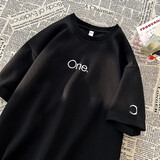 Foss Phil短袖t恤男士潮流刺绣宽松夏季薄款体恤半袖休闲打底衫男装 KXP-TP085黑色 M 【推荐100-110斤】