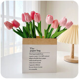 塔洛克（tulloch）郁金香假花仿真花摆设房间卧室客厅家居装饰餐桌摆件干花永生花束 10朵粉色+牛皮纸袋