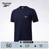 Reebok锐步官方情侣款TEE纯色休闲基础LOGO款舒适圆领经典短袖T恤 FT7373_藏青色 A/S