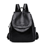 北狐 真皮双肩包女2024新款百搭时尚牛皮大容量书包女士软皮韩版背包 2903黑色