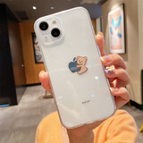 魔杰乐（MOJIELE） 卡通可爱创意小熊适用于iPhone手机壳苹果手机保护套情侣款防摔硅胶软壳 抱苹果小熊-透明壳 iPhone15