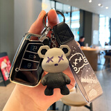 绅创适用大众钥匙套速腾L朗逸polo帕萨特宝来迈腾途观L探岳cc捷达扣包 【大众G款】亮面黑_灰熊挂件
