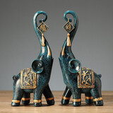 帕美居新中式大象家居装饰品客厅电视柜酒柜乔迁创意开业礼办公室桌面 招财大象摆件一对