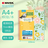 凯萨(KAISA)美式三孔线圈本多科目A4+高颜值笔记本大学生考研学习记事本错题本160张 蓓蕾