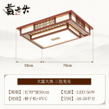 黄老头新中式实木客厅吸顶灯led卧室书房灯具多件组合套餐中国风复古饰 70*50厘米56瓦三色