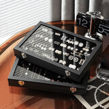 遇上佳人首饰收纳盒项链展示盒耳夹耳线饰品首饰盒耳圈耳钉耳环收纳盒大号 大号黑耳环首饰盒