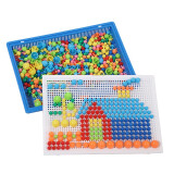 华诗孟儿童蘑菇钉玩具插板拼图创意玩具男孩女孩螺丝钉玩具592粒