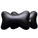 Circle Cool 牛皮汽车头枕护颈枕 车上抱枕座椅靠枕腰靠垫小车用头层牛皮枕头 牛皮颈枕 暗夜黑 2个