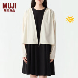 无印良品（MUJI）女式 防紫外线 拉链短款连帽衫夏季款防晒服防晒衣女款BB12CC4S 象牙色 M 160/84A