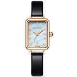 欧绮娜（MG.ORKINA MG）女士手表雅致小方表时尚简约石英表女生小方盘腕表七夕送女友礼物 浅月黑皮