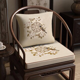 柚格【中国风坐垫】新中式座垫餐椅实木太师椅垫圈椅红木椅子沙发坐垫 春雾语 靠枕45*45cm枕套 枕芯