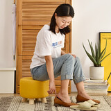 爱必居 小凳子家用实木圆矮凳梳妆凳可爱板凳客厅沙发凳小板凳穿鞋凳 圆矮凳黄色