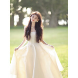 妍莉芬（yanlifen）法式在逃公主吊带连衣裙女2024夏季新款订婚礼服法式小白裙子夏天 白色 S