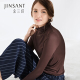 金三塔 100%桑蚕丝打底衫真丝抽皱高领针织打底衫1YZW0732 咖啡色2900 M