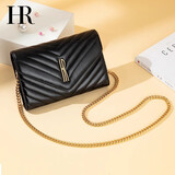 HR赫莲娜包包女包轻奢时尚单肩包链条斜挎包小方包百搭手拿包礼物 黑色【小号】