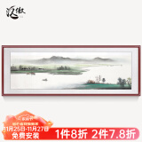 汉傲名家手绘国画客厅装饰画沙发墙画书房挂画水墨山水画风景画办公室 春天 装裱含实木框 168*58cm