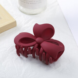 曲美思韩国网红简约洗澡大号发抓后脑勺马尾夹发卡子头发抓夹子女中号 蝴蝶结款-酒红3-3