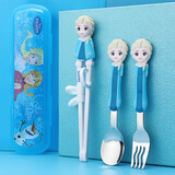 迪士尼儿童学习筷小孩训练筷子勺子家用宝宝手法纠正练习筷外出婴儿辅助 艾莎（筷叉勺盒）