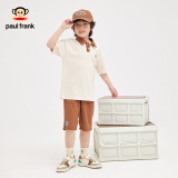 大嘴猴（paul frank）儿童套装2023夏季男童女童时尚休闲百搭简约套装 卡其 120