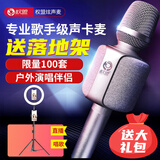 权盟 R2P炫声麦话筒音响一体无线蓝牙全民电视k歌神器手机电脑直播声卡家庭ktv车载麦克风 旗舰版（U段接收器+落地补光灯支架+手提皮箱）